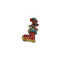 Kerst Broches, Zinc Alloy, Kerstmis Boot, mode sieraden & voor vrouw & met zirkonia, multi-gekleurde, 38x20mm, Verkocht door pair