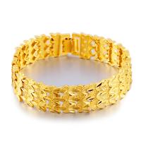 Messing Armbanden, gold plated, mode sieraden, gouden, 200x15mm, Verkocht door PC