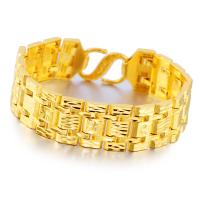 Messing Armbanden, gold plated, mode sieraden, gouden, 210x20mm, Verkocht door PC