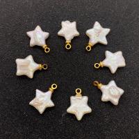 Zoetwater Parel Hangers, met Messing, Ster, gold plated, mode sieraden & DIY, wit, 12x15mm, Verkocht door PC