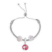 Bracelet European , Acier inoxydable 316, avec Acier inoxydable 304, pour femme & avec strass, argent, Longueur 17 cm, Vendu par PC