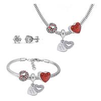 Fashion Stainless Steel Jewelry Sets Stud Earring & bracelet & necklace 316 Stainless Steel With Pendant & for woman & with rhinestone silver color 21cmuff0c49cm Sold By Set