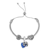 European Bracelet 316 Stainless Steel With Pendant & for woman & with rhinestone silver color Length 17 cm Sold By PC