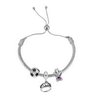 Bracciale European, 316 acciaio inox, With Pendant & per la donna & con strass, argento, Lunghezza 17 cm, Venduto da PC