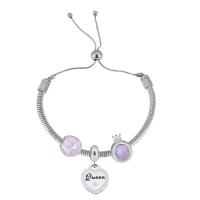 Bracciale European, 316 acciaio inox, With Pendant & per la donna & con strass, argento, Lunghezza 17 cm, Venduto da PC