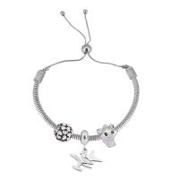 European Bracelet 316 Stainless Steel With Pendant & for woman silver color Length 17 cm Sold By PC