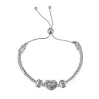 European Bracelet 316 Stainless Steel With Pendant & for woman & with rhinestone silver color Length 17 cm Sold By PC