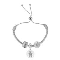 Bracciale European, 316 acciaio inox, With Pendant & per la donna & con strass, argento, Lunghezza 17 cm, Venduto da PC