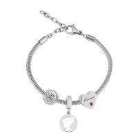 European Bracelet 316 Stainless Steel With Pendant & for woman silver color Length 17 cm Sold By PC