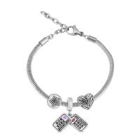 European Bracelet, 316 Cruach dhosmálta, Le Siogairlín & unisex, airgid, Fad 17 cm, Díolta De réir PC