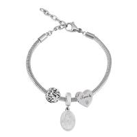 European Bracelet, 316 Cruach dhosmálta, Le Siogairlín & unisex, airgid, Fad 17 cm, Díolta De réir PC