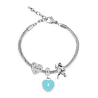 Bracciale European, 316 acciaio inox, With Pendant & unisex & con strass, argento, Lunghezza 17 cm, Venduto da PC