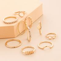 Zink-Legierungsring-Set, Zinklegierung, 10 Stück & Modeschmuck & für Frau & mit Strass, goldfarben, verkauft von setzen