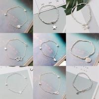 Messing Armbanden, Dikke 925 Sterling zilver verguld, willekeurig verzonden & mode sieraden & voor vrouw, Lengte 6.3-7.08 inch, 10pC's/Lot, Verkocht door Lot