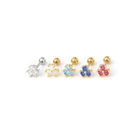 Cubic Zircon ( CZ ) Stud Earring, ROSTFRITT STÅL, plated, mode smycken & micro bana cubic zirconia, fler färger för val, 0.8mm,6mm,3mm, Säljs av PC