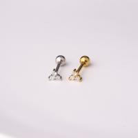 Zircone cubico ( CZ ) Orecchino a brillantino, acciaio inox, placcato, gioielli di moda & Micro spianare cubic zirconia, nessuno, 1.2mm,6mm,3mm, Venduto da PC