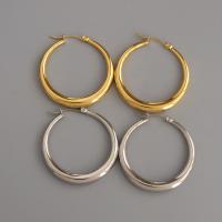 Mens Stainless Steel Hoop Earring, forgyldt, for kvinde, flere farver til valg, 40mm, Solgt af par