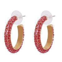 Rhinestone Ørering, Zinc Alloy, for kvinde & med rhinestone, flere farver til valg, nikkel, bly & cadmium fri, 27mm, Solgt af par