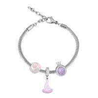 European Bracelet 316 Stainless Steel With Pendant & Unisex & with rhinestone silver color Length 17 cm Sold By PC