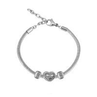 European Bracelet, 316 Cruach dhosmálta, unisex & le rhinestone, airgid, Fad 17 cm, Díolta De réir PC