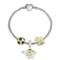 Bracciale European, 316 acciaio inox, With Pendant & unisex & con strass, argento, Lunghezza 17 cm, Venduto da PC