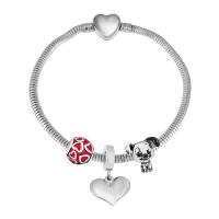 Bracciale European, 316 acciaio inox, With Pendant & unisex & con strass, argento, Lunghezza 17 cm, Venduto da PC