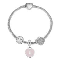 Bracelet European , Acier inoxydable 316, Avec Pendentif & unisexe & avec strass, argent, Longueur 17 cm, Vendu par PC