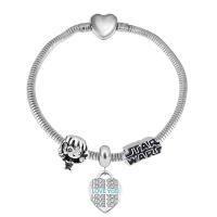 Bracelet European , Acier inoxydable 316, Avec Pendentif & unisexe & avec strass, argent, Longueur 17 cm, Vendu par PC