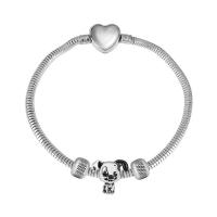 Bracciale European, 316 acciaio inox, unisex & con strass, argento, Lunghezza 17 cm, Venduto da PC