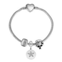 Bracciale European, 316 acciaio inox, With Pendant & unisex & con strass, argento, Lunghezza 17 cm, Venduto da PC