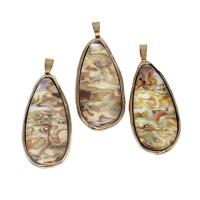 Shell Pendler, Messing, med Shell, Teardrop, blandede farver, 49x25x11mm, Solgt af PC