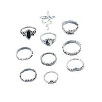 Zink legering Ring Sæt, Zinc Alloy, 10 stykker & mode smykker & for kvinde & emalje, oprindelige farve, Solgt af sæt