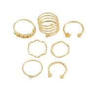 Zinc Alloy Ring Set 7 pieces & fashion jewelry & for woman & with rhinestone golden Sold By Set