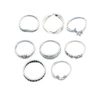 Sinc Alloy Ring Set, 8 bpíosa & jewelry faisin & do bhean, dath bunaidh, Díolta De réir Socraigh