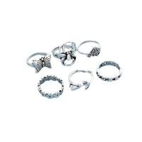 Sinc Alloy Ring Set, 6 phíosa & jewelry faisin & do bhean, dath bunaidh, Díolta De réir Socraigh