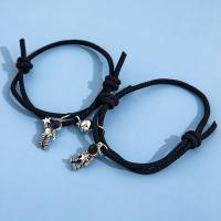 Casal pulseira e bracelete, liga de zinco, with Corda de nylon, 2 peças & joias de moda & para mulher, preto, comprimento 11.02 inchaltura, vendido por Defina