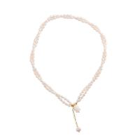 Kunststof parel ketting, Zinc Alloy, met Plastic Pearl, gold plated, mode sieraden, gouden, Lengte 37 cm, Verkocht door PC