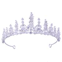 Tiaras, liga de zinco, cromado de cor prateada, para mulher & com strass & vazio, níquel, chumbo e cádmio livre, 161x51mm, vendido por PC