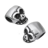 Rustfrit stål perler, Stainless Steel, Skull, oprindelige farve, 6x9x5mm, Hole:Ca. 3mm, 10pc'er/Lot, Solgt af Lot