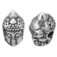 Ruostumaton teräs Helmet, Buddha, alkuperäinen väri, 9x14x9mm, Reikä:N. 2mm, 10PC/erä, Myymät erä