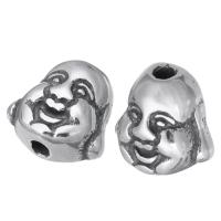 Perline in acciaio inox, Budda, colore originale, 10x10x6mm, Foro:Appross. 2mm, 10PC/lotto, Venduto da lotto