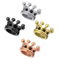 Rostfritt stål pärlor, ROSTFRITT STÅL, Crown, plated, fler färger för val, 11x7x7mm, Hål:Ca 6mm, 10PC/Lot, Säljs av Lot