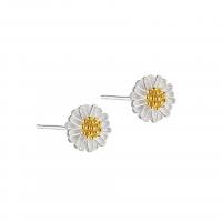 925 Sterling Silver Stud Earrings Flower plated for woman nickel lead & cadmium free 7.70mm Sold By Pair