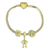 Bracelet European , Acier inoxydable 316, Avec Pendentif & unisexe & avec strass, doré, Longueur 17 cm, Vendu par PC