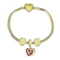 European Bracelet 316 Stainless Steel With Pendant & Unisex & with rhinestone golden Length 17 cm Sold By PC