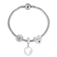 Bracciale European, 316 acciaio inox, With Pendant & unisex & con strass, argento, Lunghezza 17 cm, Venduto da PC