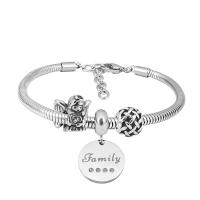 Bracciale European, 316 acciaio inox, With Pendant & unisex & con strass, argento, Lunghezza 17 cm, Venduto da PC