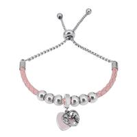 Bracciale in cuoio, 316 acciaio inox, with Pelle & 304 acciaio inox, With Pendant & unisex, colori misti, Lunghezza 7.5 pollice, Venduto da PC