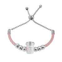 Bracciale in cuoio, 316 acciaio inox, with Pelle & 304 acciaio inox, With Pendant & unisex & con strass, colori misti, Lunghezza 7.5 pollice, Venduto da PC