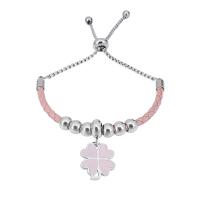 Bracciale in cuoio, 316 acciaio inox, with Pelle & 304 acciaio inox, With Pendant & unisex & con strass, colori misti, Lunghezza 7.5 pollice, Venduto da PC